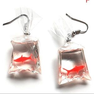 Acrylic resin Goldfish bag earrings novelty cute